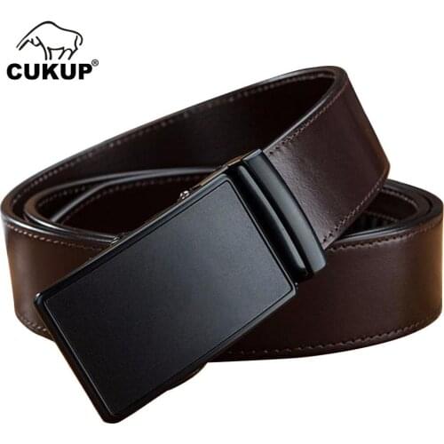 CUKUP Top Quality Pure Cowskin Leather Belts Black Automatic Buckle Metal Male Waistbands Belt Men Formal Accessories NCK604
