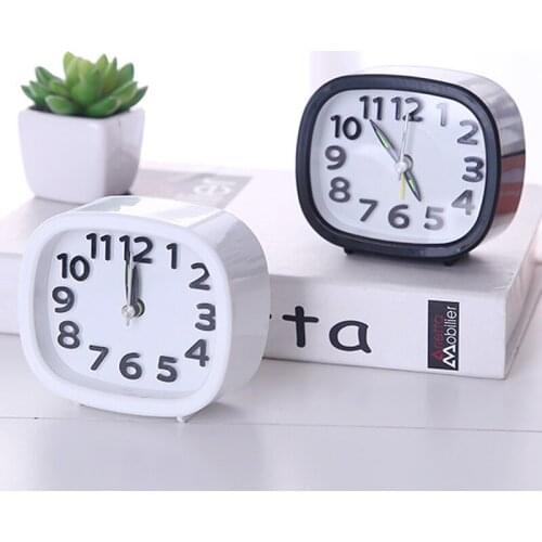 Kids Alarm Clock Bedroom 3D Decoration Vintage Table Clock Children Student Plastic Simple Little Desktop Clocks