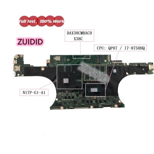 DAX38CMBAC0 X38C For HP Laptop Motherboard with QP87 I7-8750HQ CPU N17P-G1-A1 GPU 100% tested OK