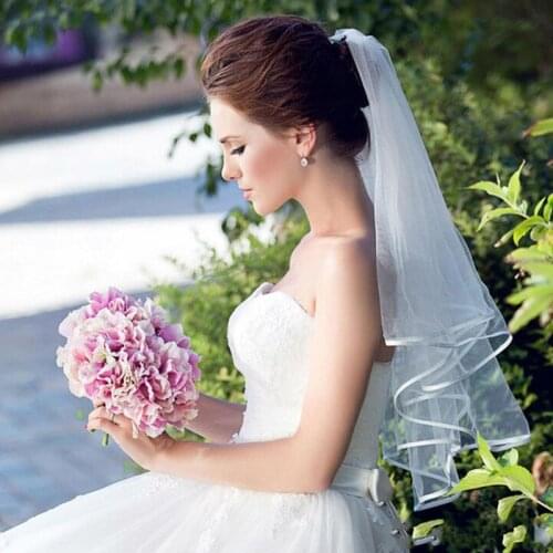 Two Layers Tulle Short Bridal Veils Hot Sale Cheap Wedding Bridal Accessory For wedding Veils Cheap Wedding Custom