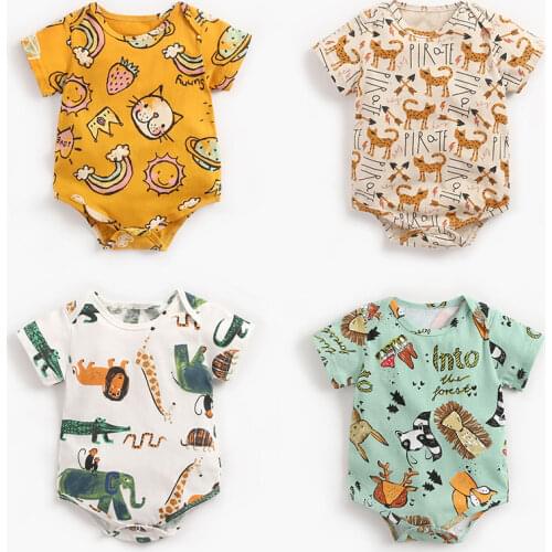 Summer Newborn Baby Bodysuit Children Clothing Fashion Girls Boys Jumpsuit Clothes 0-36M Cotton Twins Girls Clothing Suit Bebe