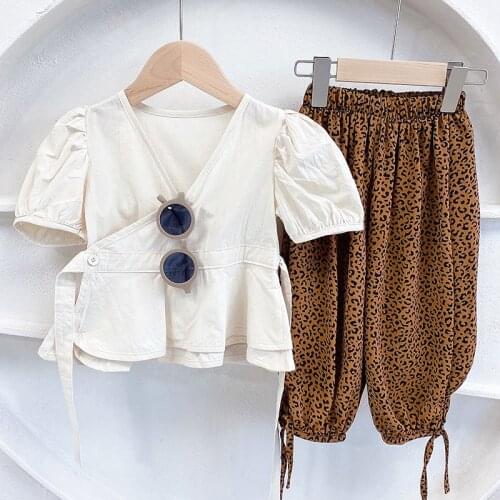 Girls Clothing Sets Cotton shirt Two-piece Leopard Children Sets Casual Fashion Girls Clothes Suit Girl Suit Baby girls outfit