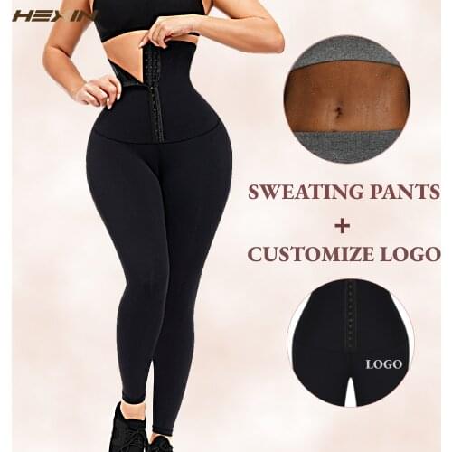 HEXIN fajas Waist Trainer Leggings Pants Trimming High Waist Leggings Tummy Control Panties Sports Leggings Gym Tights Running