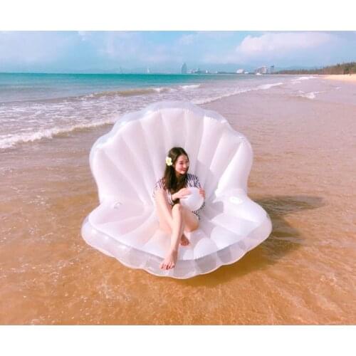 Inflatable Shell Air Mattresses Swimmming Pool Float For Adults Floating Island Water Air White Scallop Row Raft swim Ring Beach