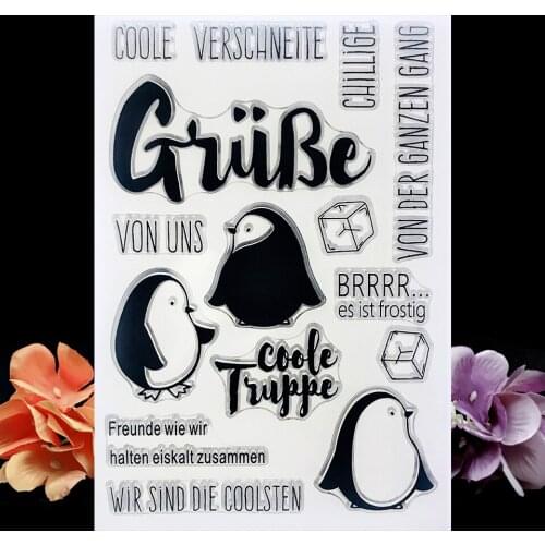 German Arctic Penguins NEW Clear Stamps For DIY Scrapbooking/Craft Supplies Bullet Journal Rubber Stamp Sentiment Card Making
