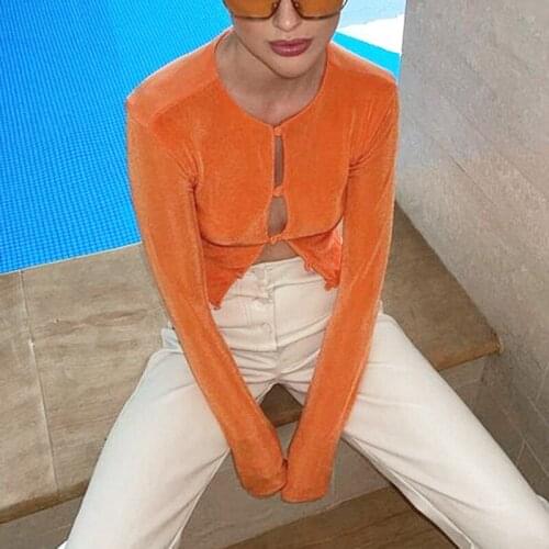 Kili Womens Sexy Cropped Cardigan Button Long-Sleeve Shirt Fashion Solid Color Buttoned Cardigan