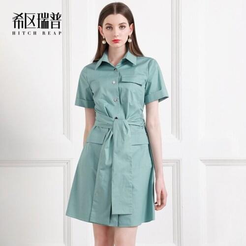 Fashion Temperament Dress 2021 Summer New Lace Up Waist Mid Length Umbrella Skirt Show Thin Shirt Skirt