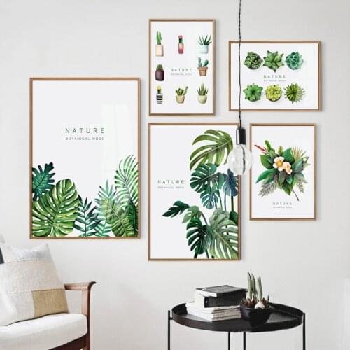 Nordic Nature Plants Green Leaves Posters Canvas Painting Wall Art Prints Pictures Living Room Home Interior Decorative No Frame