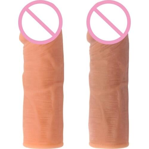 Silicone Reusable Condoms Penis Sleeve Extender Delay Ejaculation Penis Enlargement Lock Sperm Erection Sex Toys For Men