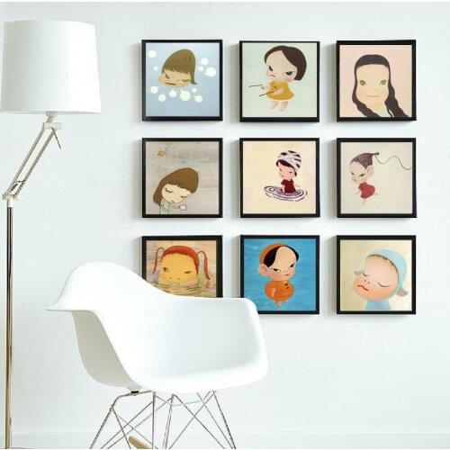 Scandinavian Japanese Yoshitomo Nara Cartoon Minimalist Canvas Painting Art Poster and Print Wall Art Picture for Baby Kids Room