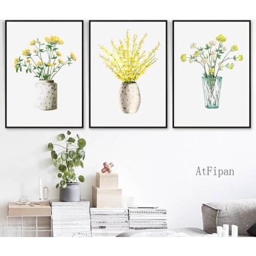 Light Yellow Flowers Wall Art Canvas Painting Nordic Posters And Prints Wall Pictures For Living Room Modern Home Decoration