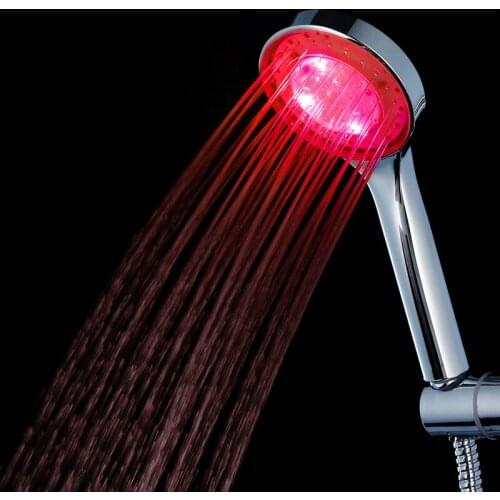 LED temperature control shower head hand-held supercharged luminous bathroom