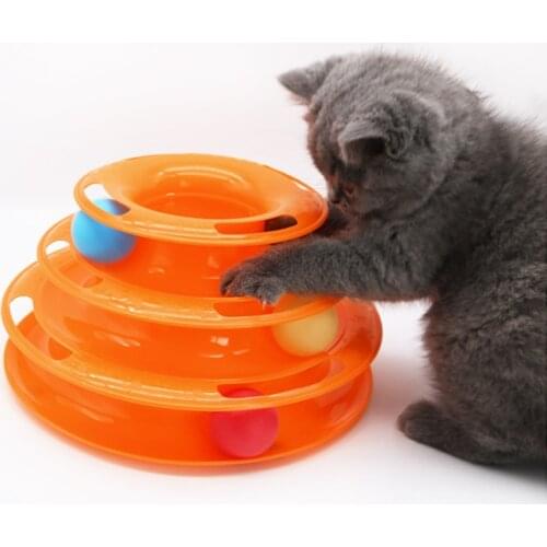Pet Cat Toy Kitten Tower Tracks Disc Cat Intelligence Amusement Plate Pet Supplies 3 or 4 Levels Cat Disc Tumblers Toy