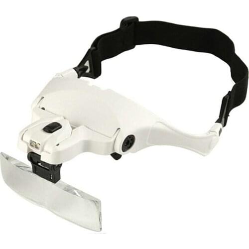 Head Mount Magnifier with LED Head Light Bracket and Headband 5 Replaceable and Interchangeable Lenses: 1.0X, 1.5X, 2.0X, 2.5X,3