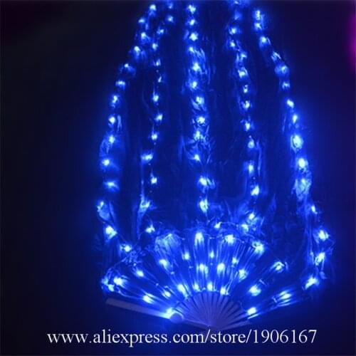 Led Luminous Lighting Performance Show Fan Led Colorful Belly Dance Props Light Up Illuminated Fan Party Event Stage Accessories