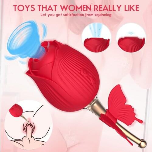 Rose Shape Clitoris Sucker Vagina Sucking Vibrator For Women Nipple Sucker Oral Licking Clitoris Stimulation Sex Toys For Women