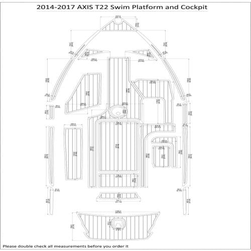 2014 – 2017 Axis T22 Swim Step & Cockpit Pad Boat EVA Teak Decking 1/4" 6mm