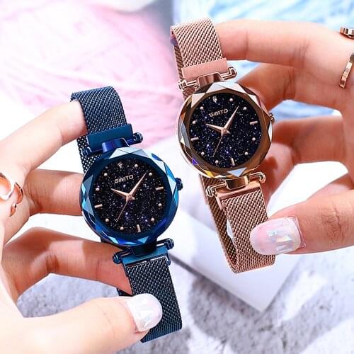 2018 Fashion Starry Sky Crystal Women Watches magnetic band Steel Rose Gold Quartz Watch Waterproof Clock Luxury Lady Wristwatch