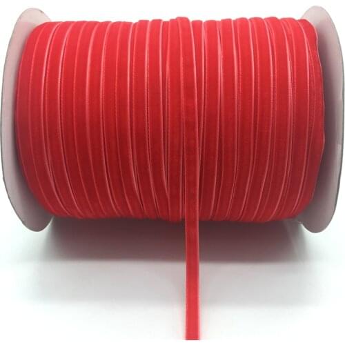 5Yards/lot 1/4" 6mm Red Soft Comfortable Velvet Ribbon Headband Clips Bow Wedding Christmas Decoration