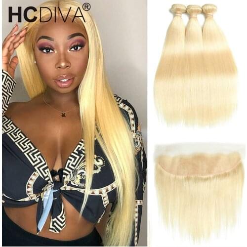 613 Bundles With Frontal Brazilian Straight Hair Bundles With Closure 3 Bundles Closure With 613 Human Hair Bundles With Frontal