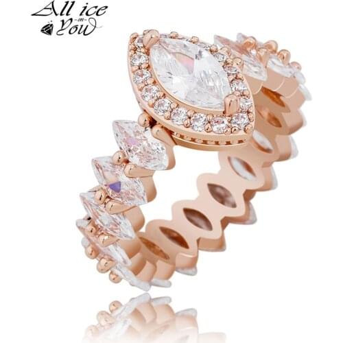 AIILCEONYOU Iced Out High Quality Cubic Zirconia Ring Gold Silver Color Fashion Charm Women Jewelry For Sisters Gift