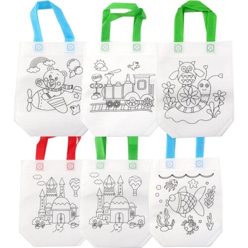 David accessories 10pcs Environmental Graffiti Bag(random color handle) DIY Storage Bag Coloring Painted Learning Toys,10Yc8917