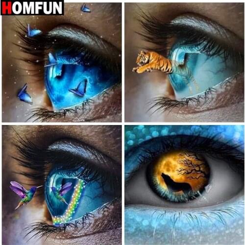 HOMFUN Diy 5d Diamond Painting "Eye Vlinder" Cross Stitch Square Round Diamond Embroidery Handwork Rhinestone Art