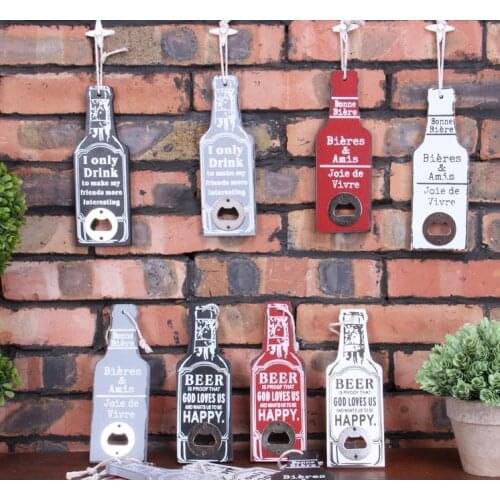 Free shipping 50pcs/sets Restaurant Bar Cafe Home Wall Decoration Vintage Wood handcraft Creative Beer Bottle Opener SN1664