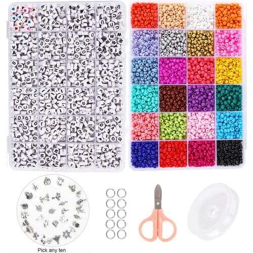 5000 Pcs Mix Color Jewelry Making Kit Beads for Bracelets Craft Kit Set Letter DIY Earrings Necklace Jewelry Making
