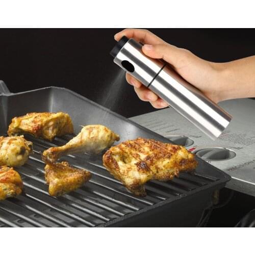 30pca/lot Stainless Steel Olive Spraying Bottle Thumb Push Sprayer Oil Pump Can Pot Kitchen Gadget Salt Pepper Grinder Sauce