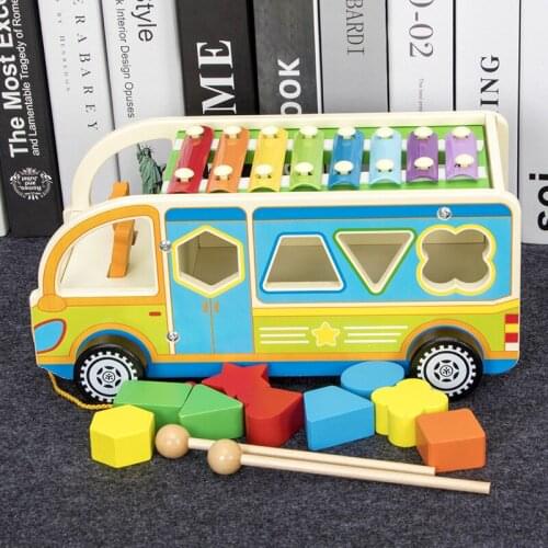 Wooden Educational Childrens Toys Preschool Baby Learning To Walk Wooden Bear Knocking Piano Matching Set Toy