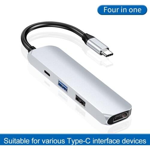 4-in-1 USB C to HDMI Adapter Type-C to 4K HDMI USB 3.0 USB 2.0 Hub Docking Station With PD Charging Port For Macbook Ipad Pro
