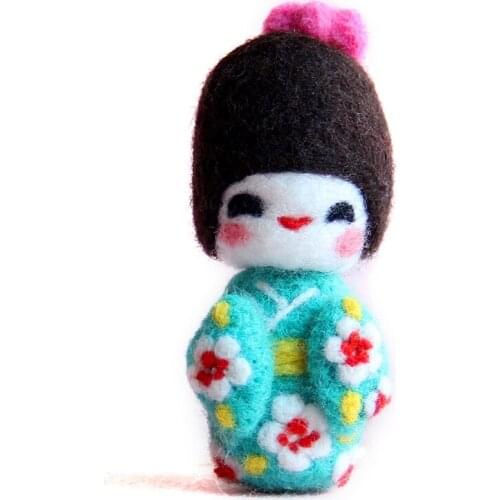 Needle Felting Kits for Beginner Japanese Mini Doll, Felting Mat, Felting Needles, Finger Guards, Instruction, DIY Felt Craft(B)