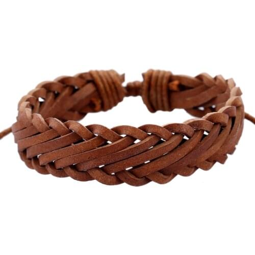 Jessingshow 2021 New Retro Personality Leather Handmade Woven Multi-layer Men Women Bracelet Bangle Jewelry Gift