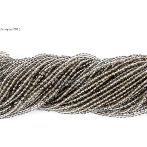 Natural Smoky Quart-z Gems Stones 2mm Smooth Round Spacer Loose Beads 15'' Strand for Jewelry Making Crafts 5 Strands/Pack