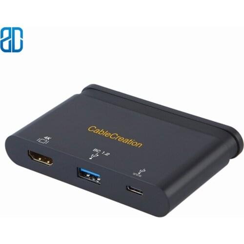 USB C Hub with Hidden Cable,3 in 1 USB C to HDMI, USB 3.0, Type C PD Charging Port, Compatible with MacBook Pro 2019/2018