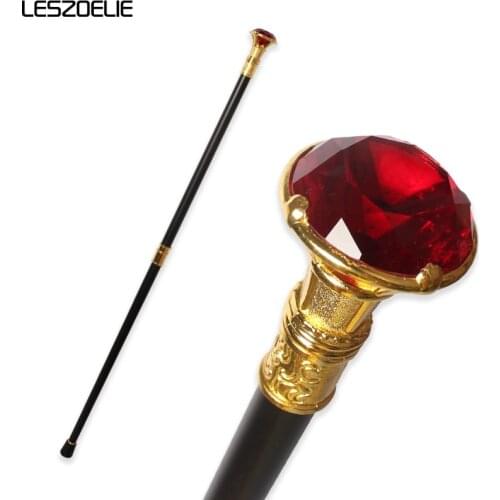 Red Crystal Diamond Luxury Walking Stick Canes Men Decorative Walking Cane Women Elegant Fashion Vintage Walking Stick