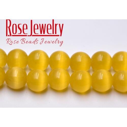 Wholesale Orange Cat Eye Stone Round Loose Beads 4 6 8 10 12 MM Natural Glass String Stone Beads For Jewelry Making 15 inches