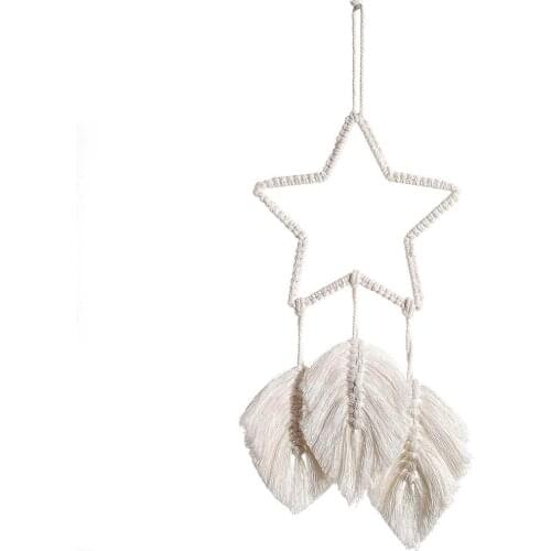 Tassels Dream Catcher Star Shaped Handwoven Tapestry Boho Wall Hanging Ornament For Bedroom Living Room Home Wall Decor