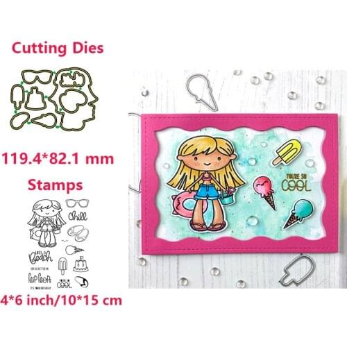 Summer Lovey Girl Beach Stamps and Dies for Card Making DIY Scrapbooking Paper Crafts Knife Mould 2020 New Arrival