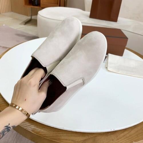 2021Autumn New Women Elastic band Flats White Sole Suede Slip-on Casual Loafers Round Toe Fashion Leisure Footwear Womens Shose