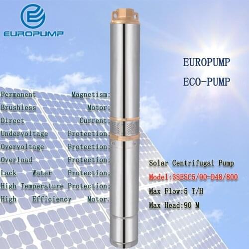 EUROPUMP MODEL(3SESC5/90-D48/800) 800w Water Pump Centrifugal Pump 48V Solar Powered DC Brushless Submersible Pump