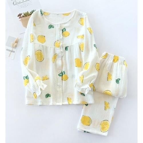 Fashion New Ladies Spring and Autumn Pajamas Pure Cotton Long-sleeved Loose Cute Female Cardigan Home Service Summer Plus Size