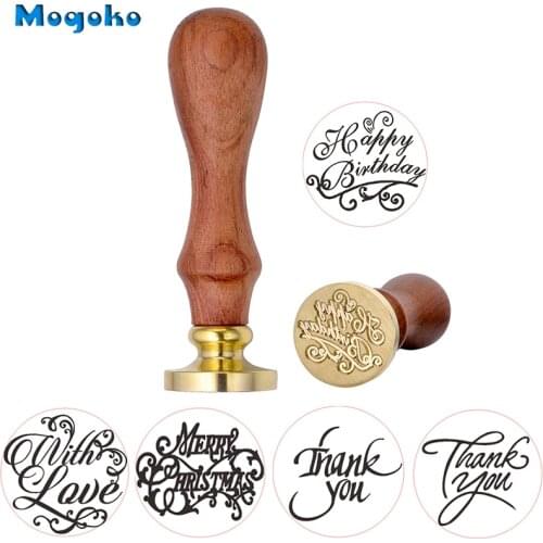 Mogoko Wax Seal Stamps Retro Scrapbooking Stamp Merry Christmas Happy Birthday Thank You With Love Antique Sealing Wax Stamp 1pc