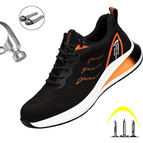 2021 New Breathable Men Safety Shoes Steel Toe Non-Slip Work Boots Indestructible Shoes Puncture-Proof Light Work Sneakers Men