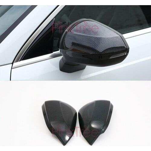 For Audi Q3 2019 Carbon Fiber Color Door Side Mirror Cover Trim Rear View Cap Overlay Molding Garnish Car Styling Accessories
