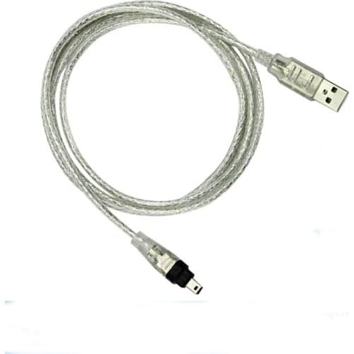 New 1.2m USB 2.0 Male To Firewire iEEE 1394 4 Pin Male iLink Adapter Cable Male To Male Cable Silver & Transparent