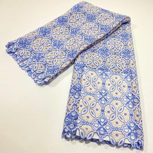 New Style Nigerian Lace Fabric 2021 High Quality Lace Water Soluble Embroidered Fashion Soft Lace Fabric 5 Yards
