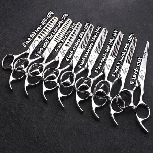 New Hairdressing Scissors 6 Inch Japan 440C for Hair Stylist Non-marking Anti-slip Scissors cut Thinning Scissors Set Free logo