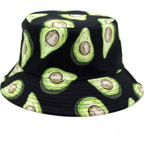 New Fashion Unisex Bucket Hats Summer Double-sided Wear Fruit Printing Women Cap Outdoor Sun Hat Men Classic Panama Bucket Hat